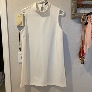 Hi neck white dress